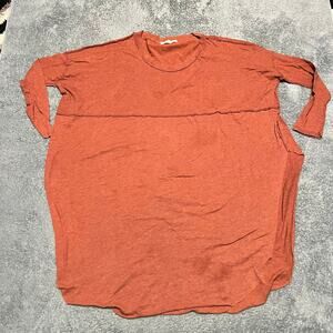 We The Free People Dress Tunic Womens Small Oversized Orange Long Sleeve Shirt